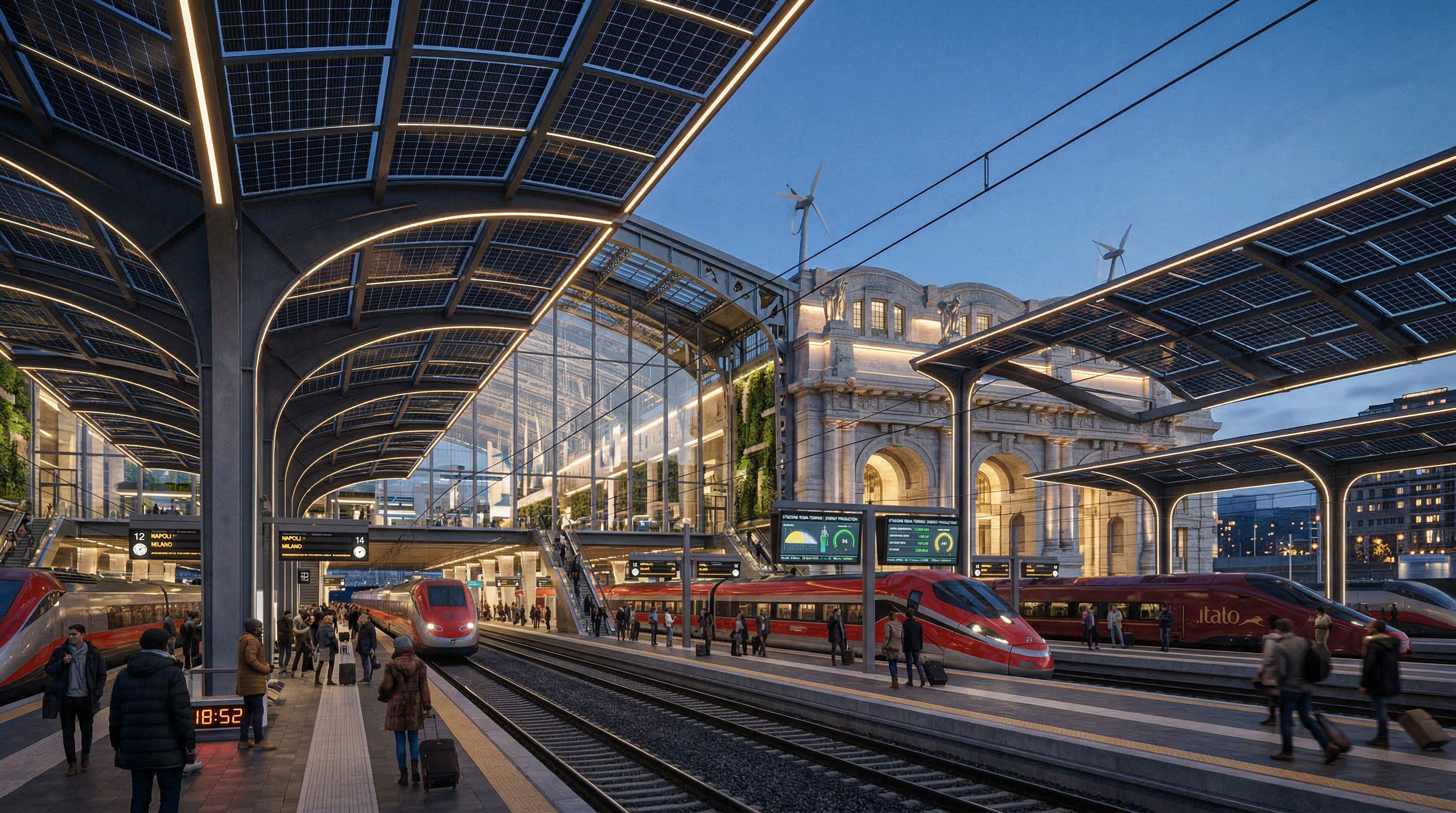 Concept per integrazione solare nella stazione Roma Termini